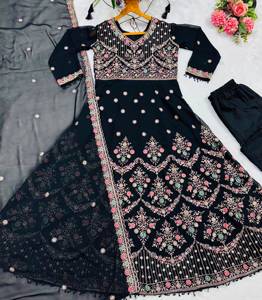 Ensemble Anarkali Pent Dupatta avec broderie au fil et travail de sequins, robe traditionnelle pour les fêtes et la saison des mariages, export en gros - Product Image 6
