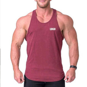 Débardeur sans manches pour homme, couleur marron, col rond, couleur unie, respirant, coton, anti-UV, écologique, séchage rapide, logo personnalisé imprimé sur le devant - Product Image 1