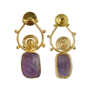 Pendientes de Amatista al por Mayor de Laxmi Jewellers, Chapados en Oro de 18K, con Engaste de Bisel en Forma de Gota de Agua, Piedra Natural, Proveedor de Joyería al por Mayor - Product Image 5