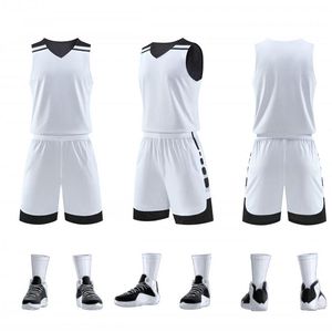 Conjunto de uniforme de baloncesto de secado rápido para hombre, camisetas y pantalones cortos transpirables profesionales en negro de talla grande disponible - Product Image 4
