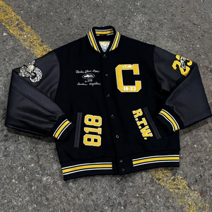 Chaqueta Universitaria Vintage con Logos Bordados para Hombre, Chaqueta de Cuero Varsity, Chaqueta Cortavientos de Piloto, Chaqueta Bomber, Chaqueta Letterman de Béisbol - Product Image 3