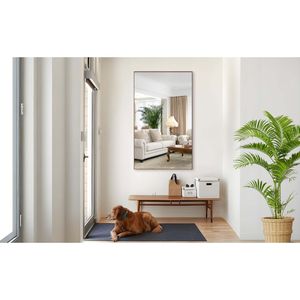 Oversized 60*36 <b>Rectangle</b> Modern Bathroom <b>Wall</b> <b>Mirror</b> with Walnut Frame Decorative Large <b>Mirror</b> for Living Room and Bedroom - Product Image 5