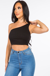 Women's Sexy <b>One</b>-Shoulder Crop <b>Tops</b> Streetwear Ribbed Sleeveless Tank Y2K Grunge Punk Style Asymmetrical Casual Slim Fit Short - Product Image 3