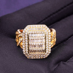 Bague rectangulaire en argent 925 avec diamant de laboratoire pour homme, bague statement, diamant certifié, pierre baguette, bijou de luxe glacé, cadeau de créateur - Product Image 6
