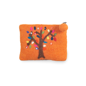 Lamatar1 Portefeuille pour femme en feutre de laine de mouton écologique de haute qualité Design d'arbre Fermeture à glissière Article cadeau fabriqué au Népal - Product Image 1