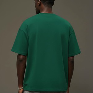 T-shirt à manches courtes pour homme en jersey 100% coton respirant, personnalisé, vert, avec impression de lettres sur le devant, col rond, coupe classique, OEM ODM - Product Image 3