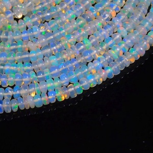 Ethiopian <b>Opal</b> Smooth Rondelle Beads Natural Ethiopian <b>Opal</b> Multi Fire <b>Opal</b> Beads for Jewelry Making - Product Image 2
