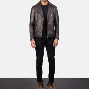 Nueva Chaqueta de Cuero de Piel de Oveja Genuina para Hombre, Cuello Alto, Logotipo Frontal, Impermeable, Resistente al Viento, Alta Calidad, Personalizable - Product Image 3