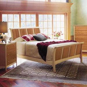 Lit de luxe à panneaux surélevés en gros |   Lit plateforme incurvé en bois massif traditionnel - Product Image 2
