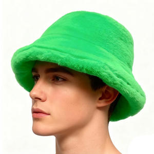 SIDDIQUI HOSINEX 2024 Sombrero de cubo de piel sintética para mujer, liso, laminado, informal, de felpa, sin costuras, teñido, cálido para invierno, con lazo y efecto rasgado - Product Image 1