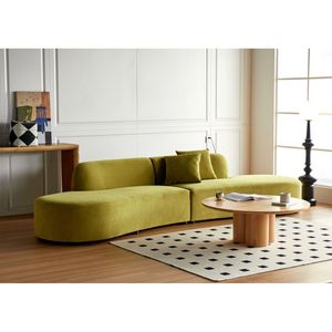 Divano di Lusso Curvo in Velluto da 335 cm con Design a Mezzaluna, 6 Posti, Schiuma ad Alta Densità, Cuscini Decorativi per Soggiorno Moderno - Product Image 3