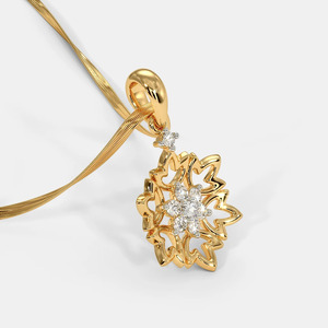Collier pendentif en or jaune avec flocon de neige floral et diamant de laboratoire - Product Image 5