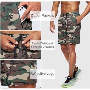 Shorts de sport gris camouflage pour homme, séchage rapide, avec poche cachée pour téléphone - Product Image 6