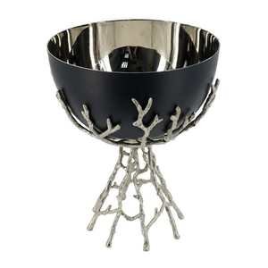 Ensemble de bols en métal noir de luxe avec support en forme de branche, élégante coupelle à fruits sur piédestal pour la décoration moderne de la maison et des hôtels - Product Image 2