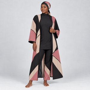 Conjunto Burkini Modesto de 4 Piezas para Mujer, Manga Larga, Islámico, Alta Cobertura, Largo Completo, Sólido, Ligero, Transpirable, de Secado Rápido - Product Image 1