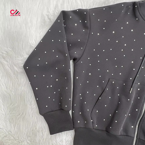 Ensemble de survêtement 2 pièces pour homme 2026, entièrement orné de strass, en molleton 100% coton épais - Product Image 3