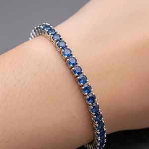 Pulsera de tenis de zafiro, plata 925, hecha a mano, con gemas azules de 4 mm, piedra de nacimiento de septiembre, regalo para ella - Product Image 4