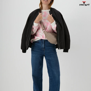 Reasonable Price Casual Streetwear <b>Drop</b> Shoulder Breathable Windproof Hoodies Woven Women Sweat Shirt Customized Colors Front - Product Image 4