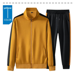 Chándal Deportivo Casual para Hombre, Color Amarillo con Bloques de Color, con Capucha y Cremallera Completa, con Bolsillos Laterales, Ropa de Invierno, 100% Algodón - Product Image 1