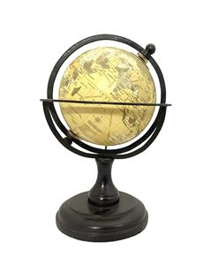 Globo Terráqueo Decorativo Amarillo de la Serie Art Deco, Globo Giratorio de Metal Hecho a Mano para Escritorio y Oficina - Product Image 2