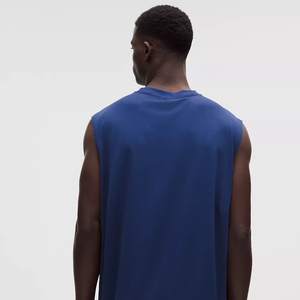 Débardeur sans manches pour homme en polyester tricoté 100 %, séchage rapide, col rond, motif uni, tissu 140g, haute qualité, personnalisé - Product Image 2