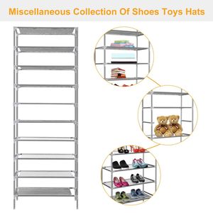 Organizzatore per Scarpe a 10 Livelli, Capacità 27 Paia, Torre per Scarpe Smontabile in Tessuto Non Tessuto, Scaffale Impilabile per Conservazione Calzature - Product Image 4