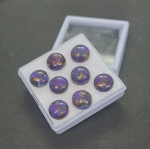 Turquesa cobre rojiza, cabujón redondo, piedra preciosa suelta para la elaboración de joyería. - Product Image 2