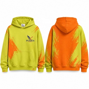 Pearia <b>Men's</b> Regular Fit 100% Cotton Fleece Hooded Winter Solid Lime Green <b>Orange</b> Casual <b>Hoodie</b> Front Logo Pocket Design Quick - Product Image 5
