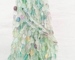 Cuentas de Fluorita Natural Pulida, Forma Ovalada, para la Fabricación de Joyería, Venta al Por Mayor - Product Image 1