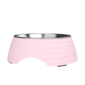 Tazón circular corrugado para mascotas, tazón de acero inoxidable para perros, 2 en 1, tazón elevado para alimentar mascotas - Product Image 1