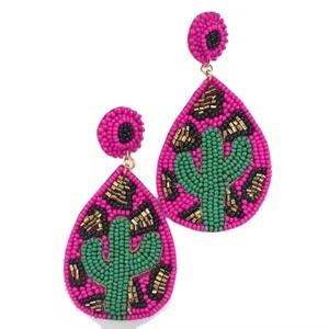 Nouvelles Boucles d'oreilles HEN transfrontalières tissées de perles, style ethnique, faites à la main, avec pampilles florales, bijoux en perles de rocaille et perles circulaires - Product Image 2