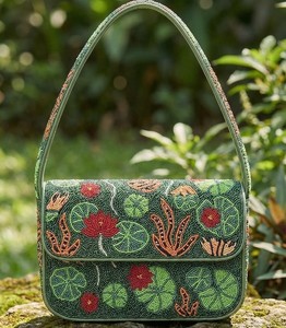 Bolso de hombro hecho a mano con cuentas de arrecife de coral, bolso cruzado personalizado con cuentas de semillas de peces tropicales verdes del océano, bolso de mano para fiesta en la playa, venta al por mayor - Product Image 6