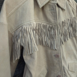 Western Style Cowboy's Suede Leather Jackets Customized Logo Long Sleeve Fringe Button Down Ranch Jackets Male - Product Image 6