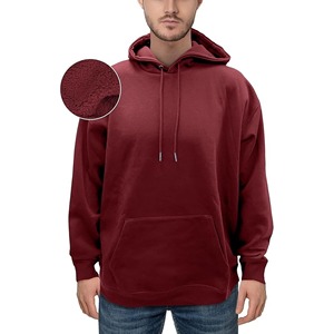 Men's Solid Color Hooded <b>Knitted</b> Fleece Sweatshirt Casual Wear Breathable Loose Fit Winter with Front Pocket 100% Cotton - Product Image 1