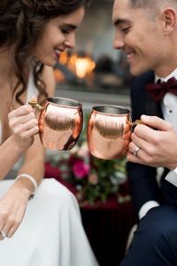 Copper mule beverage mug set for rooftop skyline cocktails hammered finish metal cups durable reusable party mugs - Product Image 6