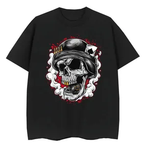 T-shirts d'été décontractés à col rond, manches courtes, coupe ajustée, respirants, écologiques, avec imprimé graphique tête de mort de designer, en tricot - Product Image 1