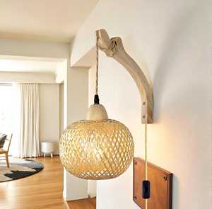 Handmade Bamboo Woven <b>Wall</b> <b>Sconce</b> Retro Farmhouse Bedside Lamp Eco Friendly <b>Wall</b> <b>Light</b> Fixture OEM Supplier Vietnam - Product Image 4