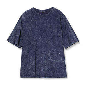 Camiseta de Manga Corta con Cuello Redondo para Hombre, Corte Holgado, Tie-Dye, Color Sólido, Tejido de Algodón, Estilo Casual - Product Image 1
