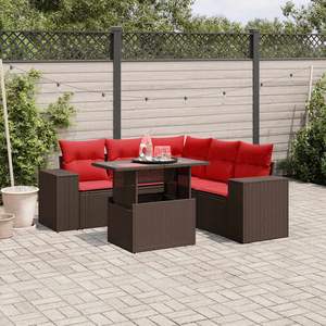 Set divano Patio 6 pezzi con cuscini in Poly Rattan marrone - Product Image 1