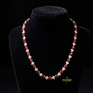 Luxury Natural <b>Ruby</b> Flower Freshwater Collar <b>Necklace</b> 925 Silver 18K Gold Plated Women's Jewelry Engagement Birthday Party - Product Image 3