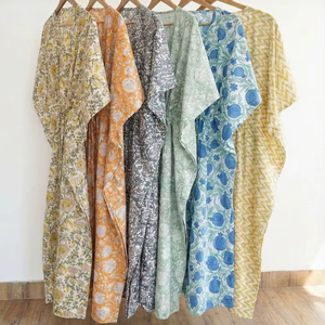 ชุดคลุมชายหาดคอวีพิมพ์ลายดิจิตอลผ้าฝ้าย 100% ลายดอกไม้สไตล์โบฮีเมียน สำหรับฤดูร้อน/ฤดูใบไม้ผลิ/ฤดูใบไม้ร่วง ระบายอากาศได้ดี แห้งเร็ว มีเชือกผูก - Product Image 1