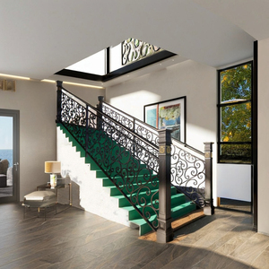 Rampe d'escalier élégante pour intérieur, en fer forgé décoratif, avec un design de main courante luxueux, pour maisons modernes et luxueuses. - Product Image 2