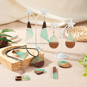 ต่างหูเรซิ่นพื้นผิวไม้ต่างหูสำหรับสวมใส่ในชีวิตประจำวันและงานปาร์ตี้ - Product Image 1