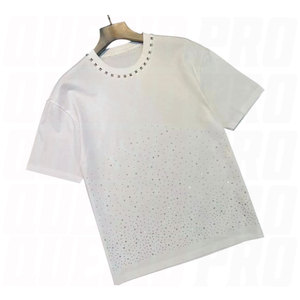 AGNI INDUSTRY Men White Rhinestone <b>T</b> <b>Shirt</b> <b>Sparkly</b> Diamond Studded Short Sleeve Oversized Dot Pattern Streetwear High Quality - Product Image 1