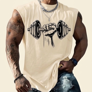 Customized Spandex Print logo Embroidery Breathable Sleeveless Shirt <b>Men's</b> Gym Breathable Muscle tank Tops Sports Running Vests - Product Image 3