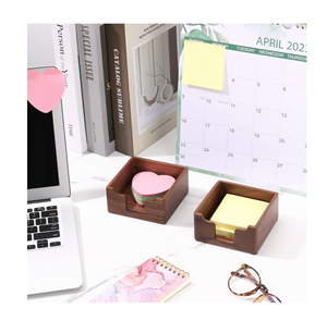 Wood Sticky Holders Gifts for Teachers Day Memo Note Pad Holder Wooden <b>Desk</b> Organizer <b>Set</b> With Pencil Holder - Product Image 5