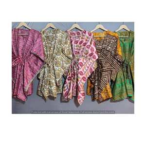 Robe kaftan en soie florale pour femme, tissu doux, paréo de plage - Product Image 4