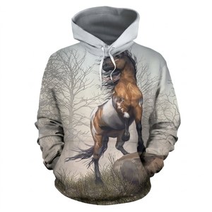Sudadera con Capucha de Silueta de Caballo Rojo, MOQ Bajo, con la Frase 'Yes I Smell Like A Horse', de Felpa, Unisex - Product Image 3