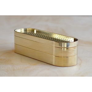 Quemador de Aromaterapia Rectangular Hecho a Mano, Ecológico, con Acabado Dorado en Latón, para Varillas de Incienso, Otoño, Primavera, Verano, 100% - Product Image 1
