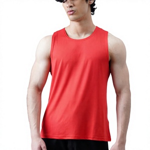 เสื้อกล้ามผู้ชายสีแดง คอวี สีพื้น ผ้าถักระบายอากาศ โพลีเอสเตอร์ 100% สวมใส่สบาย พร้อมลายปัก 3 มิติ - Product Image 1